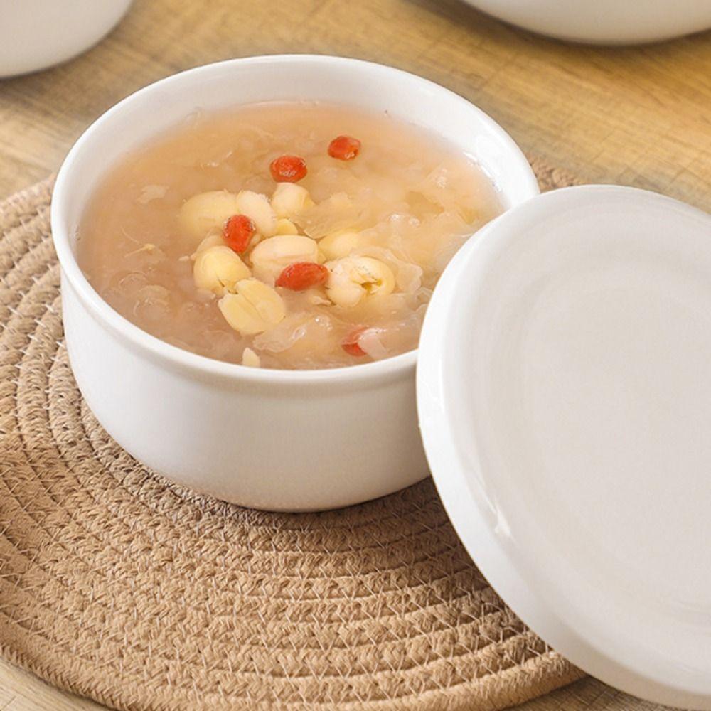 Microwave Safe Ceramic Steamed Egg Bowl Heat-resistant Soup Bowl Practical Pudding Bowl Porridge