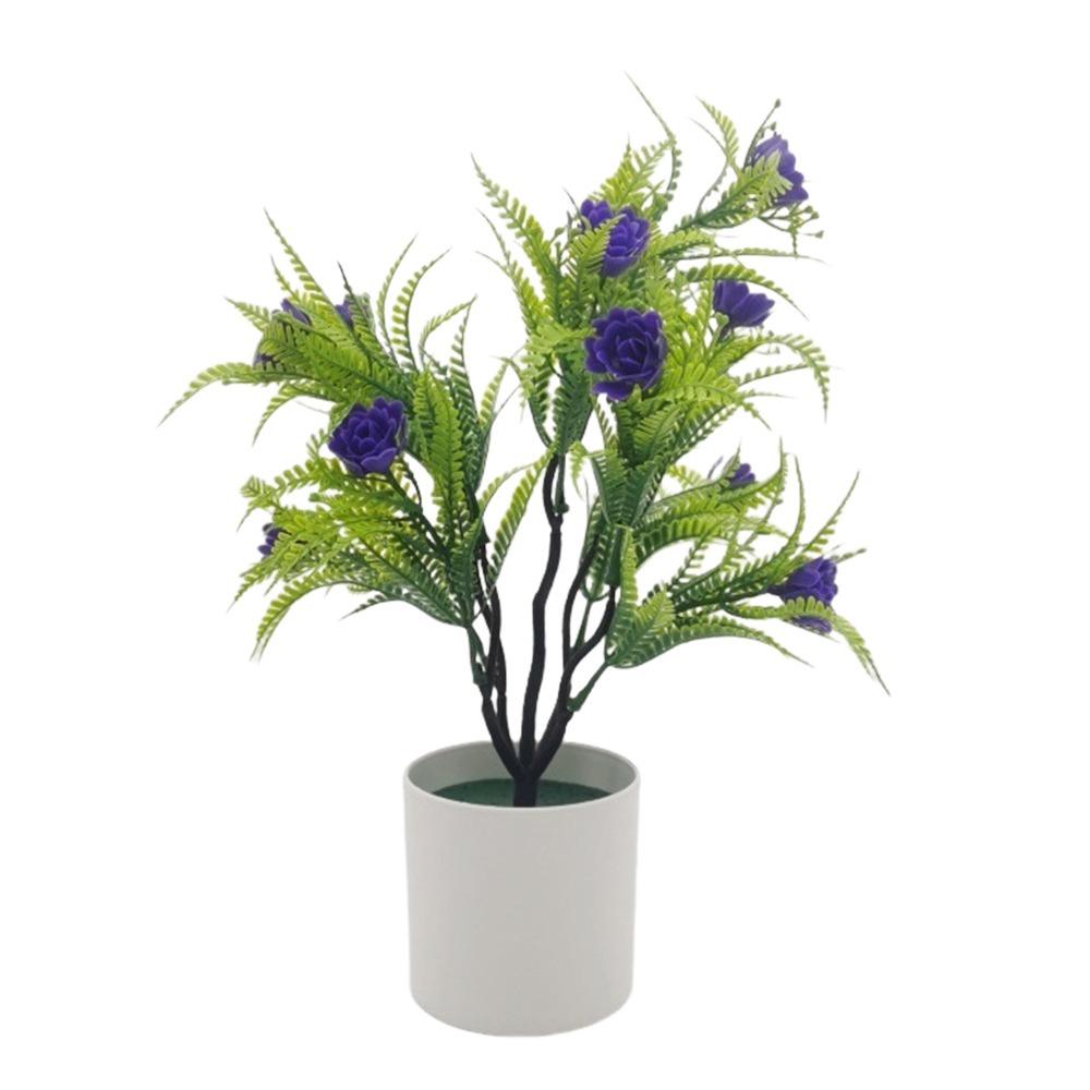 Multicolor Artificial Rose Flower Bonsai White Flowerpot Photo Props Desktop Ornament Green Grass Reusable