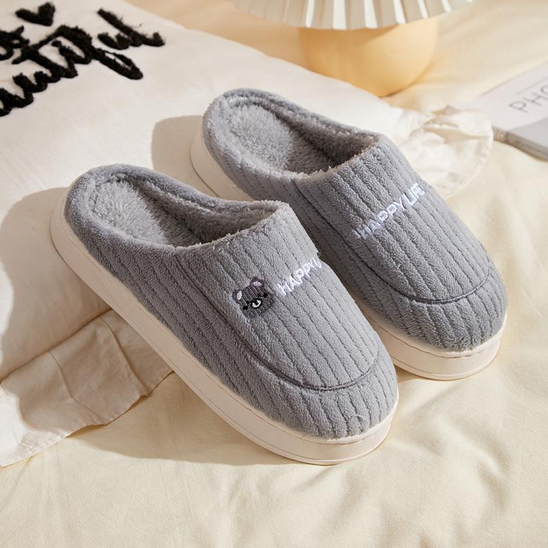 Shoes for Women Winter Home Women Slippers Furry Slippers Color Patchwork Cotton Slippers Female Indoor Non-slip Plush Slipper