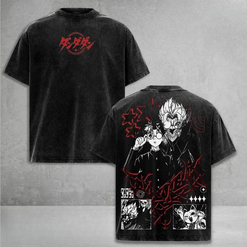 Anime Dandadan Takakura Ken Okarun Graphic T Shirt Men Short Sleeve Clothing Oversized Tshirt Washed Cotton Tee Harajuku T-shirt