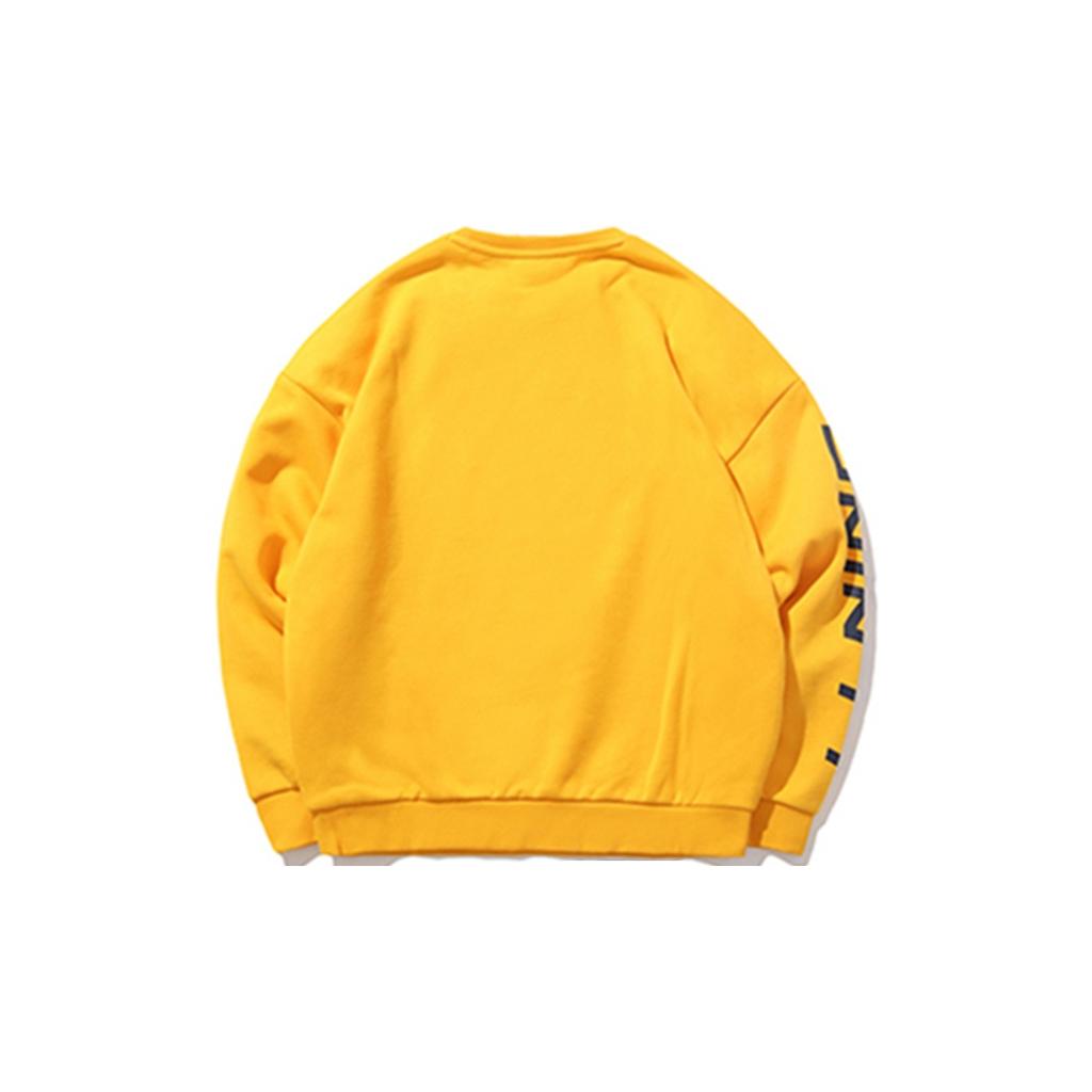 Li Ning Paris Fashion Week Color Block Logo Print Fleece Crewneck Sweatshirt Unisex Sweatshirt Oil-Yellow AWDR609-2