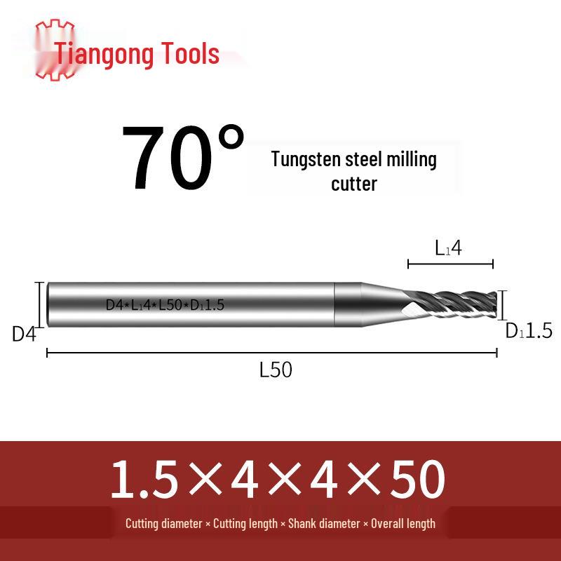 Freză frontală CNC din carbură de tungsten Tiangong 70°: Precizie înaltă, Anti-vibrații, Fund plat, Freză cu patru muchii pentru oțel inoxidabil.
