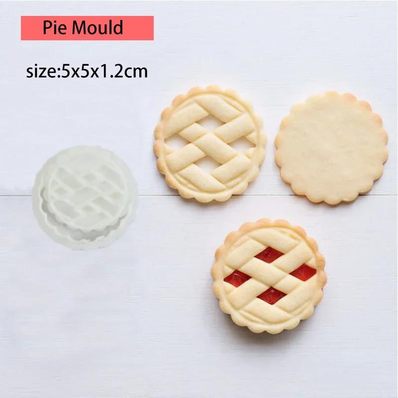 3d Christmas Jam Sandwich Cookie Cutter Biscuit Mold Plastic Pressable Fondant Cookie Stamp New Year Cake Decor Baking Supplies