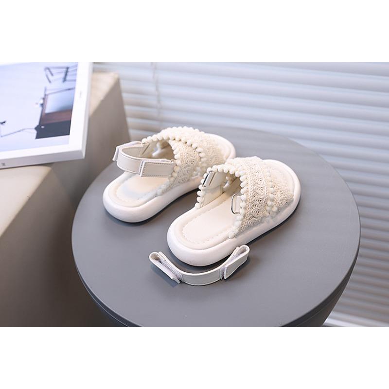 Girls Fashion Summer New Cross-Strap Fold-Edge Beach Shoes Comfortable Simple Casual Solid Color Sandals