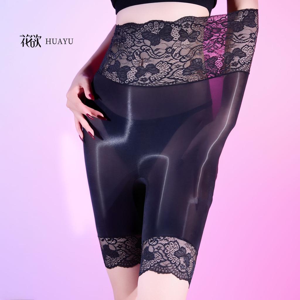 Couple Lingerie 5D Oily High-Waisted Boxer Shoers Butterfly Lace Waist Sexy Underwear See Through Stockings Sissy Pouch Panties