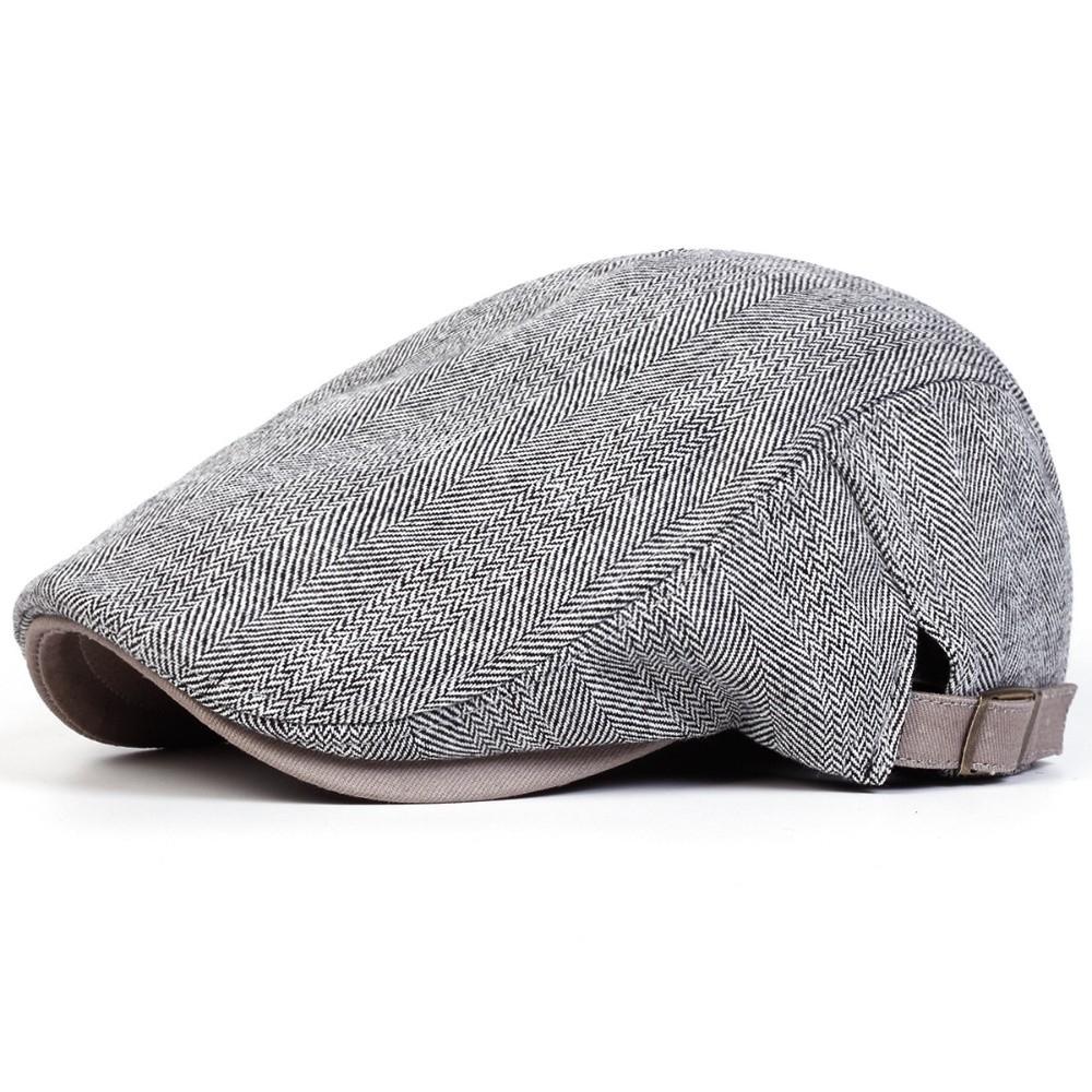 

Retro Adjustable Newsboy Caps Grid Design Herringbone Pattern Berets British Style Painters Hats Men Fashion серый