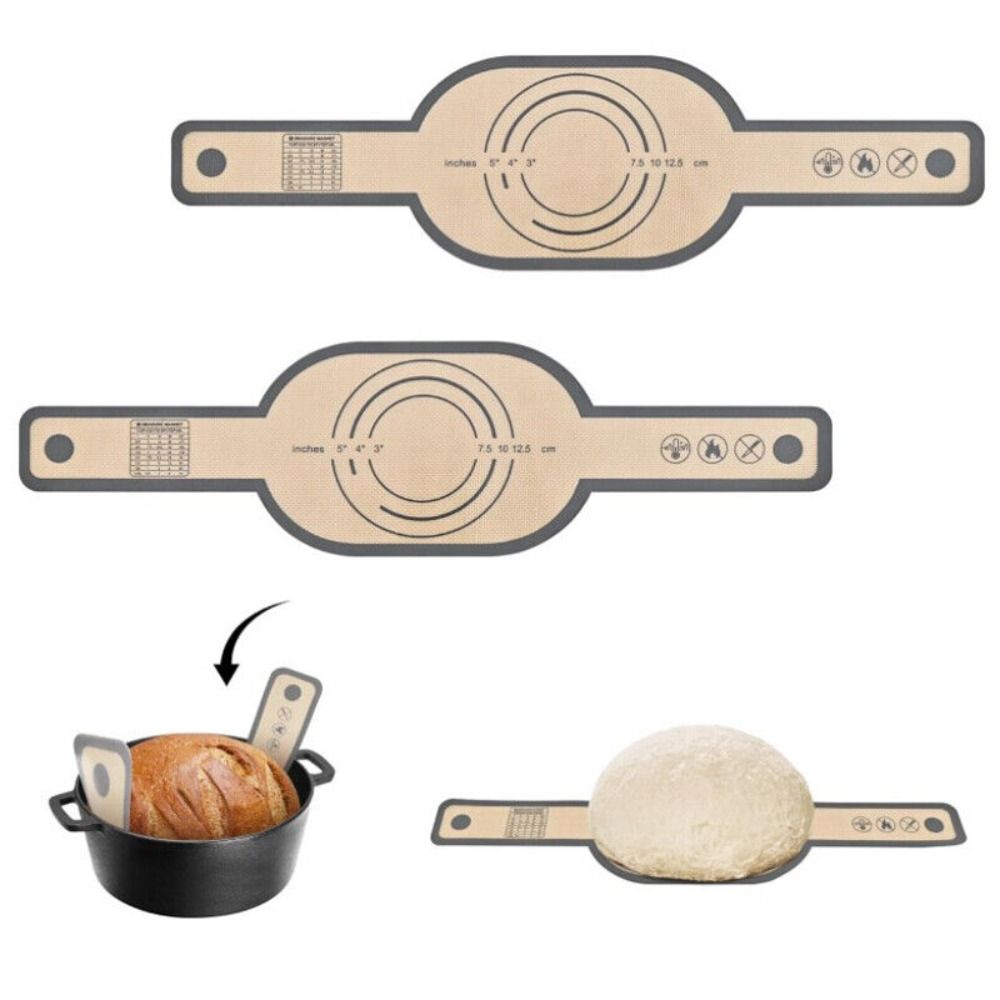 Non-Stick Bakery Oven Pad Long Handles Bread Sling Easy Clean Silicone Baking Mat for Dutch Oven