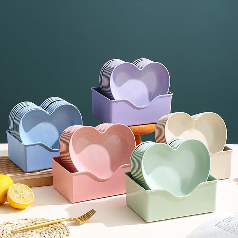ZISIZ Colored Wheat Straw Fruit & Snack Plate Set
