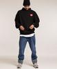 Human Highlight Small Heart Hoodie Black Red
