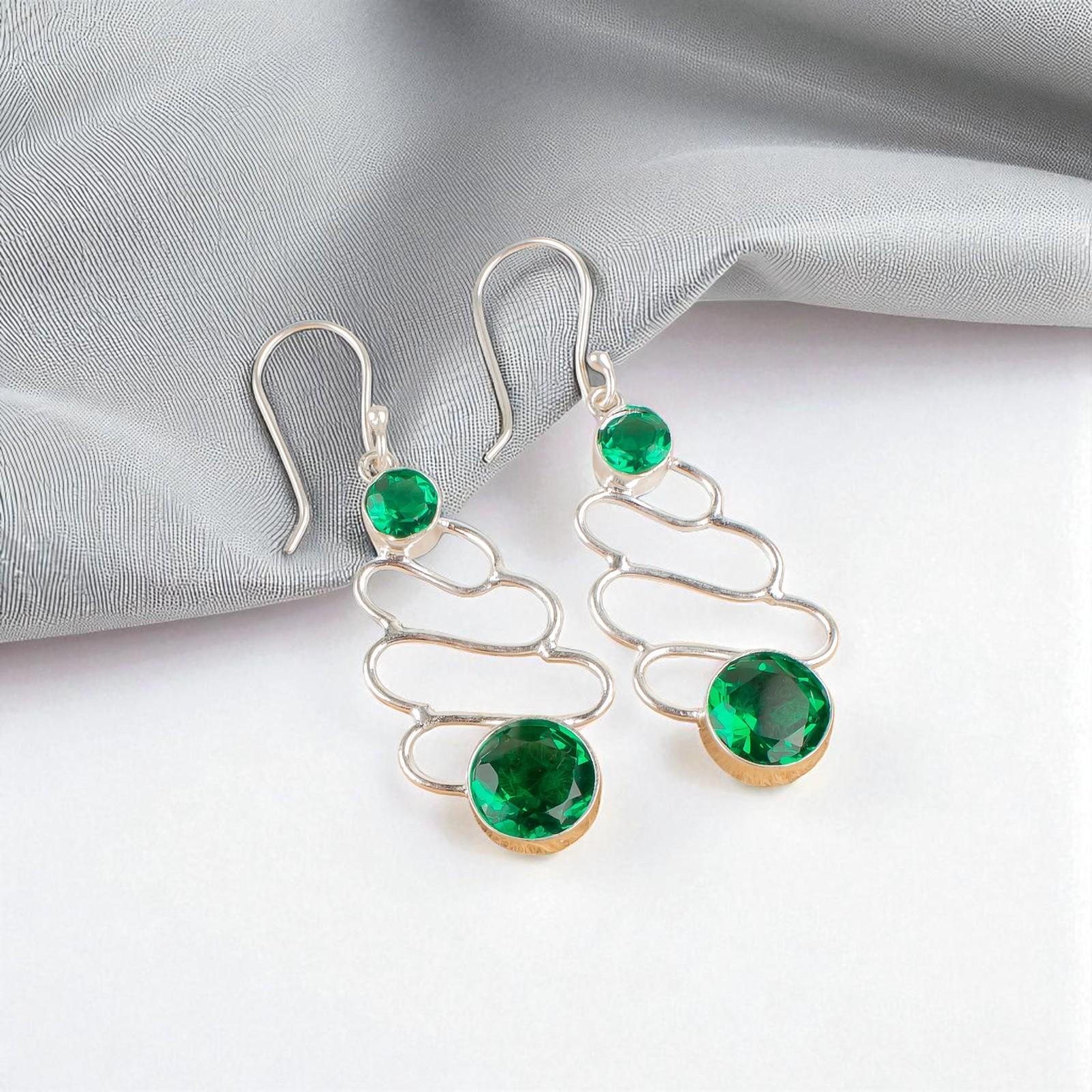 

Chrome Diopside Gemstone 925 Sterling Silver Jewelry Handcrafted Earrings 2.13 EE-84-1