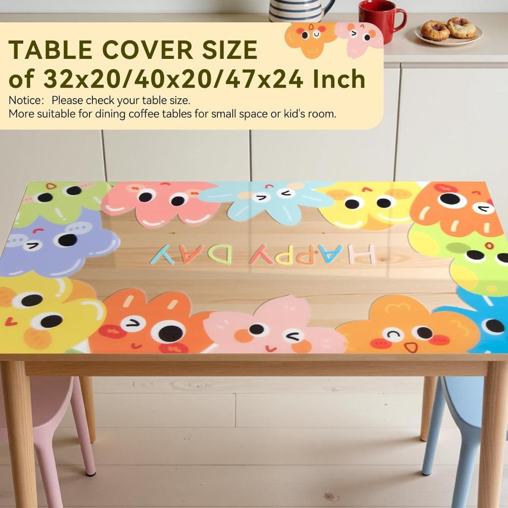 Kids' Table Protector Cover 47x24 Inch-Cute Cartoon Printed Waterproof  Oil-Proof PVC Pad Desk Protector Mat