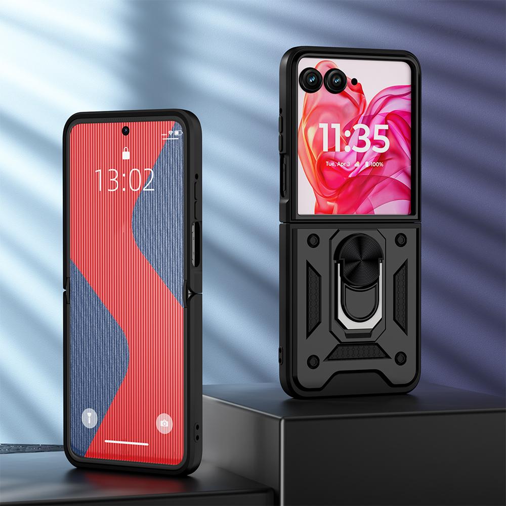 

Протиударний броньований чохол KEYSION для Motorola Razr 50 Ultra 5G, м’який силікон + підставка для ПК, задня кришка телефону для Motorola Razr+ 2024 for Razr 50 Ultra чорний