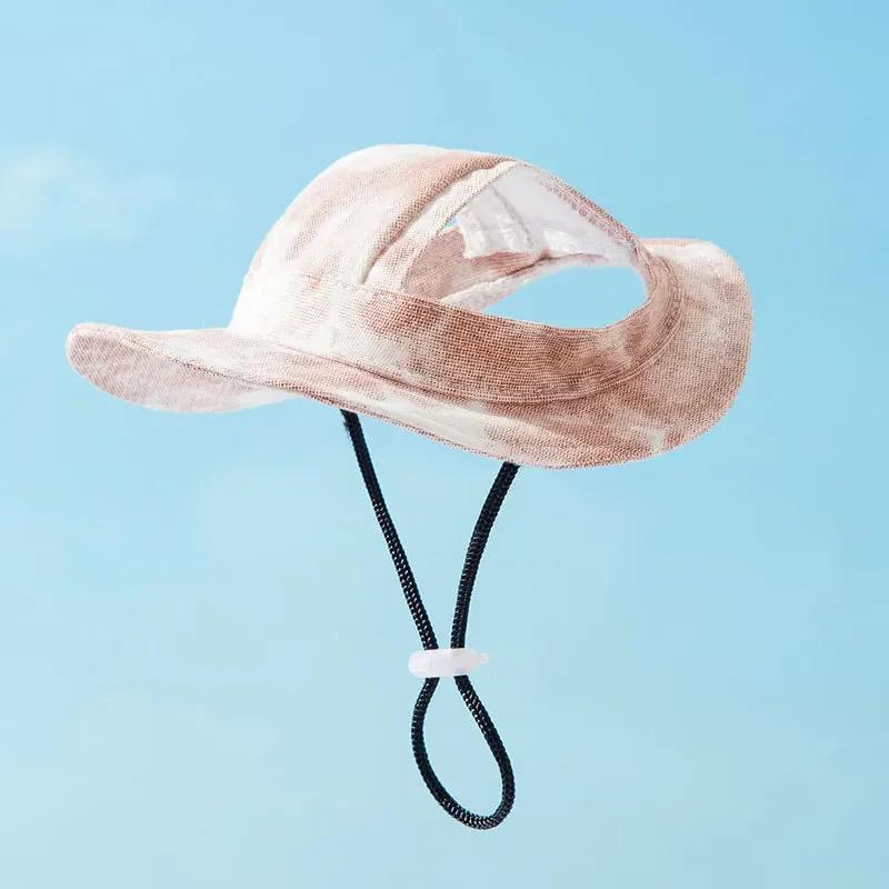 Summer Pet Cute Open Ears Adjustable Breathable Sunscreen Shading Small Dog Cat Hat Dog Bucket Hat