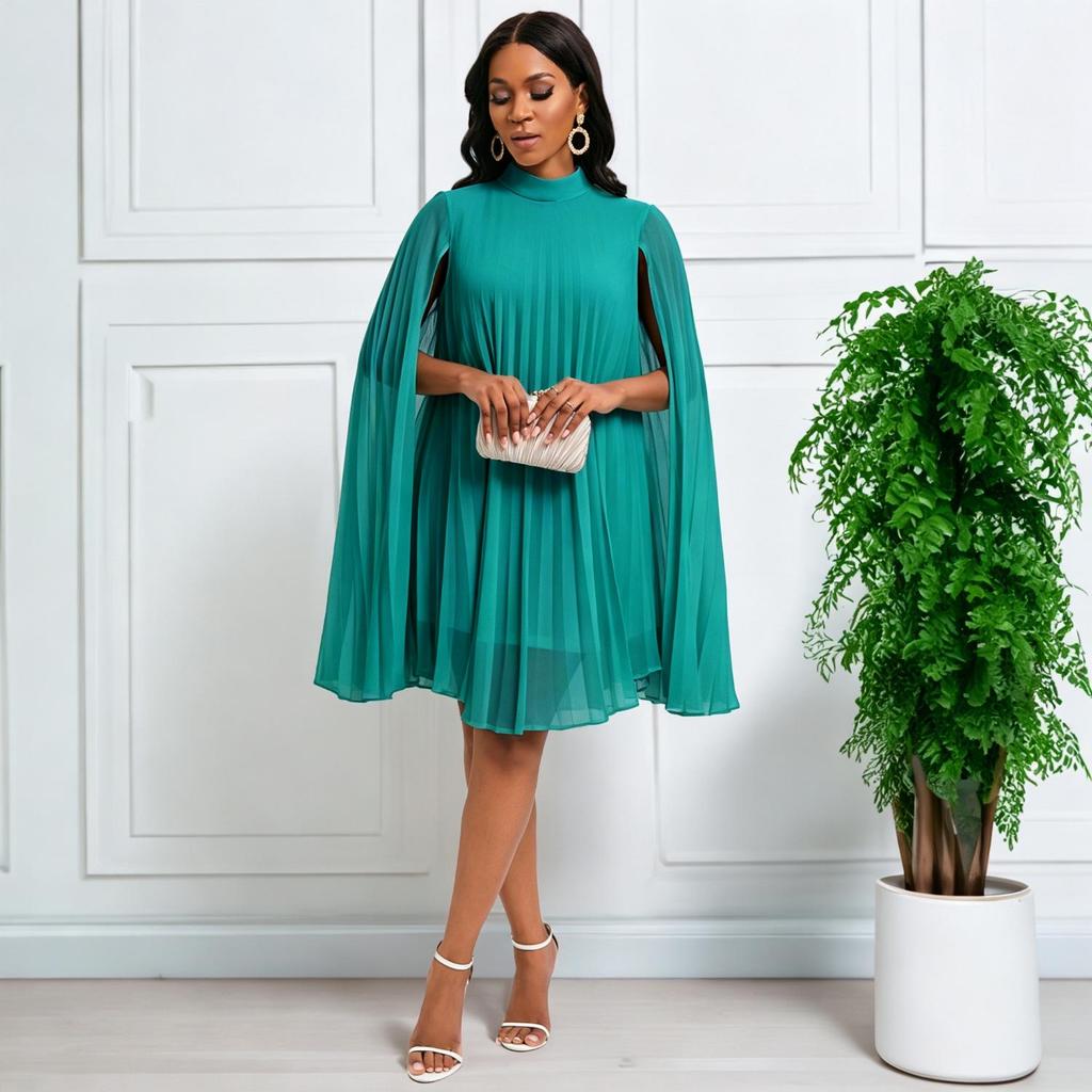 D400 Damen 2023 Mode Chiffon Fledermausärmel Übergröße Kleid