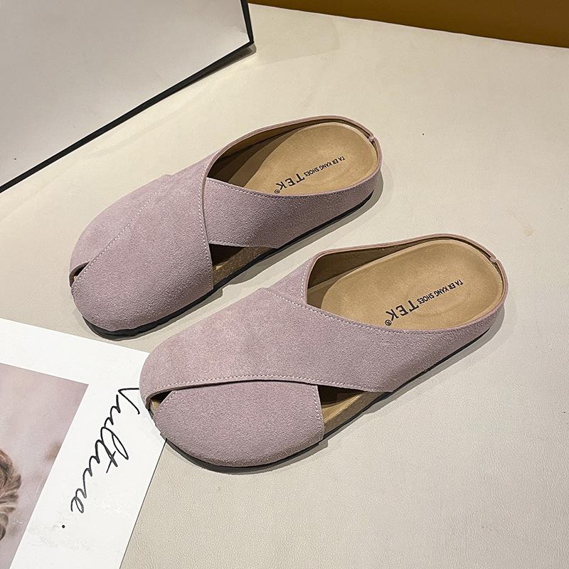 Baotou Half Slippers Women's Outer Wear 2025 New Summer Flat-bottomed Lazy One-footed Soft-soled Birkencool Slippers