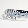 Women's Glittering Crystal PU Leather Belt for Trousers and Dresses Western Cowgirl Punk Styles Waiststrap for Daily