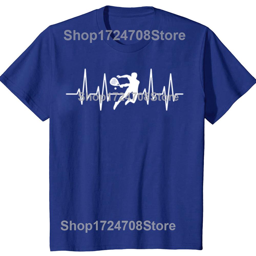 Padel Player Heartbeat Funny Tennis lovers T-shirts Men Women's Fashion Casual Tshirt 100% Cotton Loose Oversized T Shirt