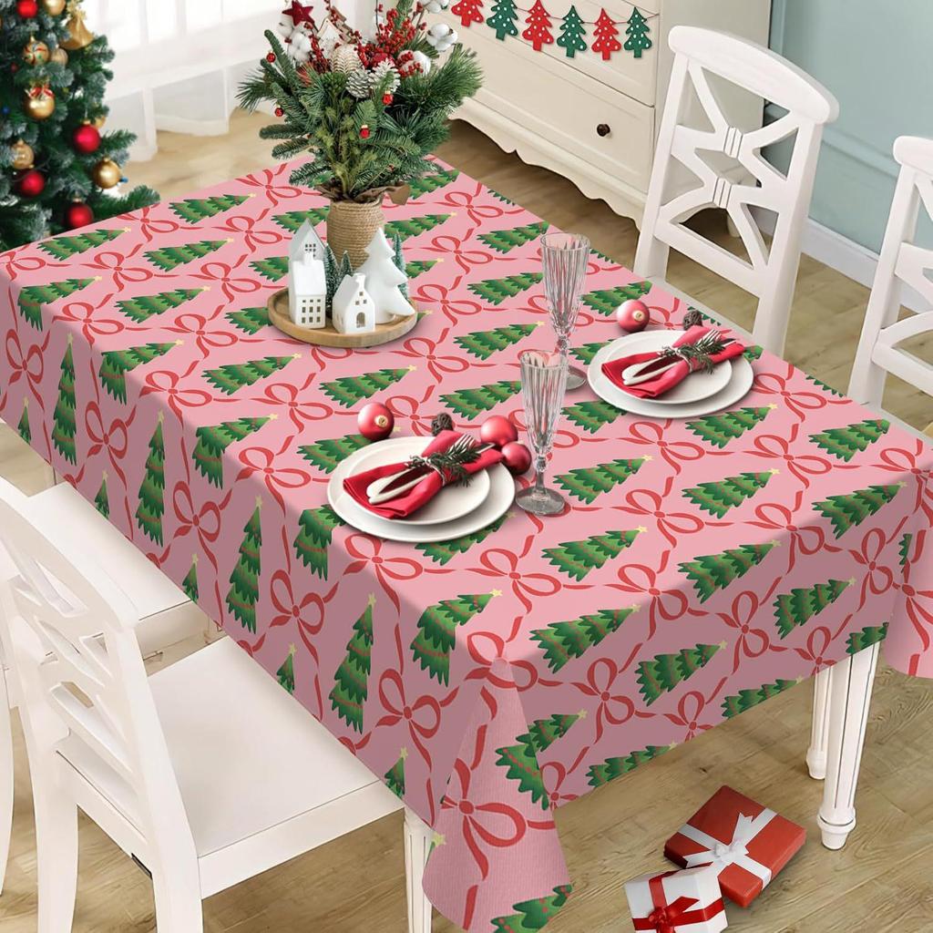 Exquisite bedruckte Weihnachtstischdecke 2025 - Ölbeständig & fleckenabweisend Polyester Dekoration