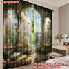 Arch Window Garden View Curtains Digital Printing Landscape Flowers Butterfly Waterfall Cozy Bedroom Living Room Set Of 2 Made Polyester Area Decor