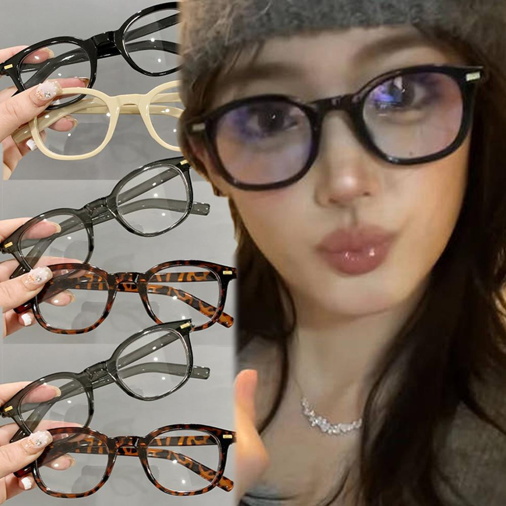 Fashion Round Frame Glasses Retro Aesthetics Modern Style Anti Blue Light Round Eyewear Vintage Black Leopard Frame Eye Glasses