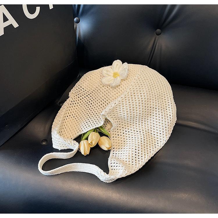 Reisen am Meer Strandtasche Damen Neue hohle gewebte Tasche Große Kapazität Schulter-Tragetasche Leichte Sommer-Strandurlaub-Schultertasche