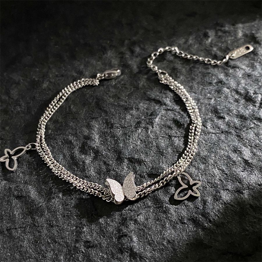 Europäischer & Amerikanischer Hip-Hop Stil Doppel-Lagen Titanarmband mit Römischen Ziffern & Kleeblatt-Anhänger