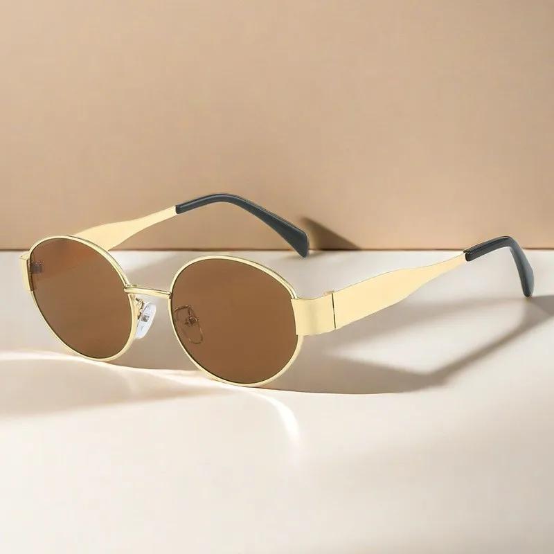New Oval Frame Sunglasses Men Women Trendy Uv400 Sun Glasses Eyewear Outdoor Driving Sports Punk Goggle Shades For Male