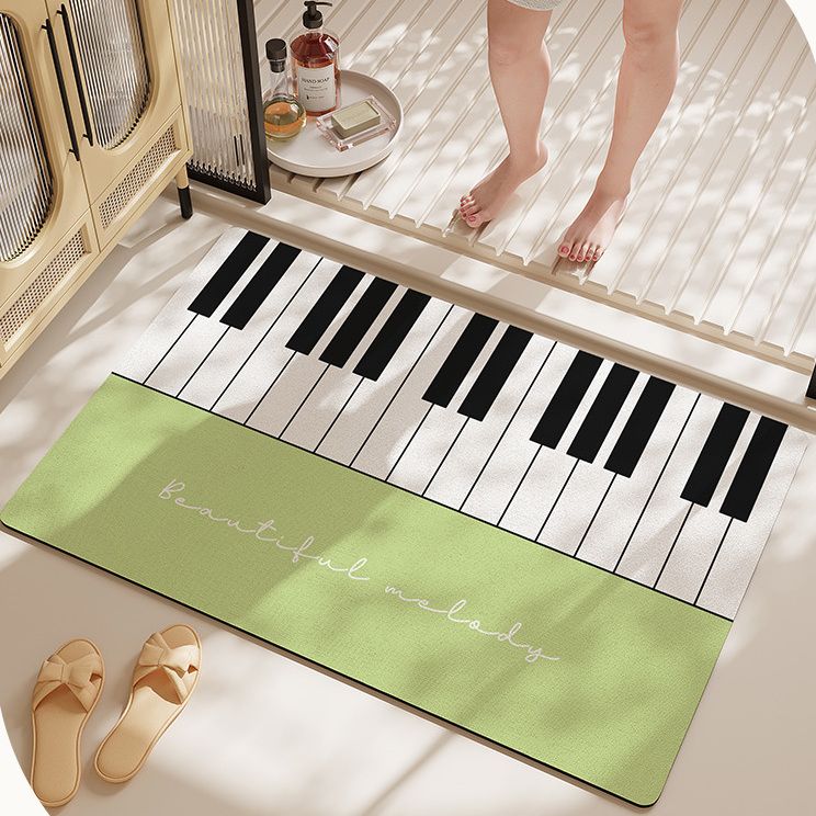 

Light Luxury Piano Floor Mat Music Style Door Mat Foyer Entrance Quick Drying Anti Slip Foot Mat Bathroom Accessories Home Decor 40cmx60cm