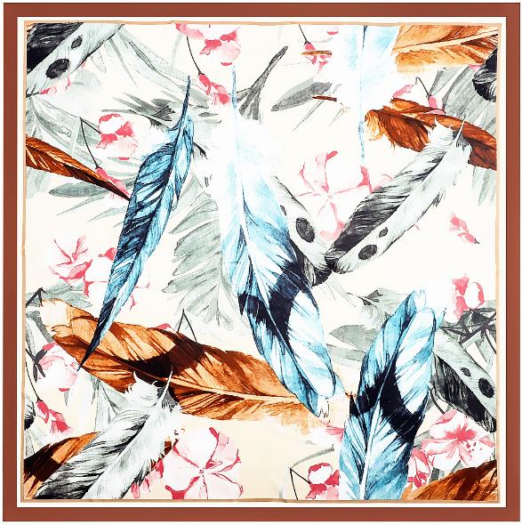 

Autumn Feather Painting Women Twill Silk Scarf Large Square Shawl 130cm Pashmina Oversize Scarves Lady Gifts 90x90cm
