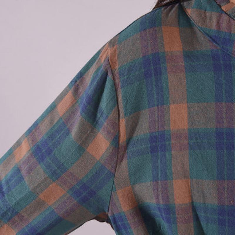 Loose Women's Lace Up Plaid Dress