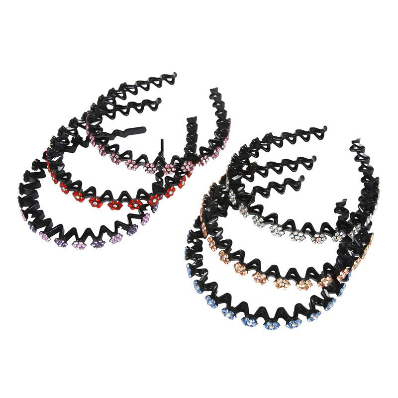 Hair Tidying Headband for Women, Face Washing Headband with Teeth, Non-slip, High Top Head, Temperament Pressure Hair Water Drill Headband
