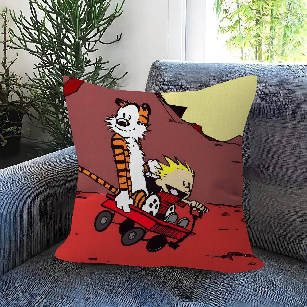 Anime C-Calvin And H-Hobbes Cushion Cover Car Throw Pillow Case For Sofa Car Christmas Gift
