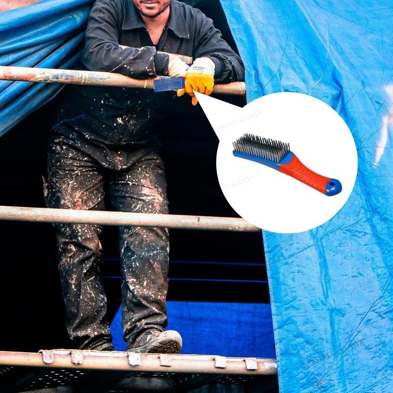Wytrzymała szczotka druciana ze stali nierdzewnej z wygodnym plastikowym uchwytem - Idealna do usuwania rdzy, żużlu spawalniczego, brudu i farby