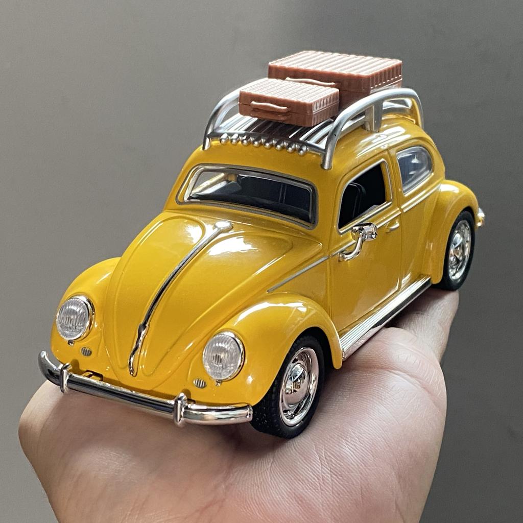1:32 Volkswagen Beetle Travel Version Compact Sedan Alloy Metal Diecast Model Car Children's Toy Car Classic Retro Cars Holiday