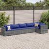 Vidaxl 6-Cz. Garden Lounge Set, Cushions, Grey, Rattan PE