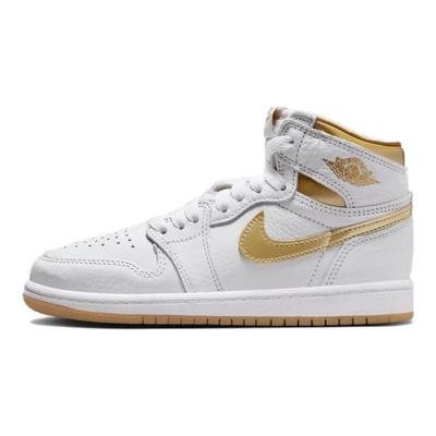 Air 1 Retro High OG PS Metallic Gold Kids Sneakers White Gum-Light-Brown FD2597-107