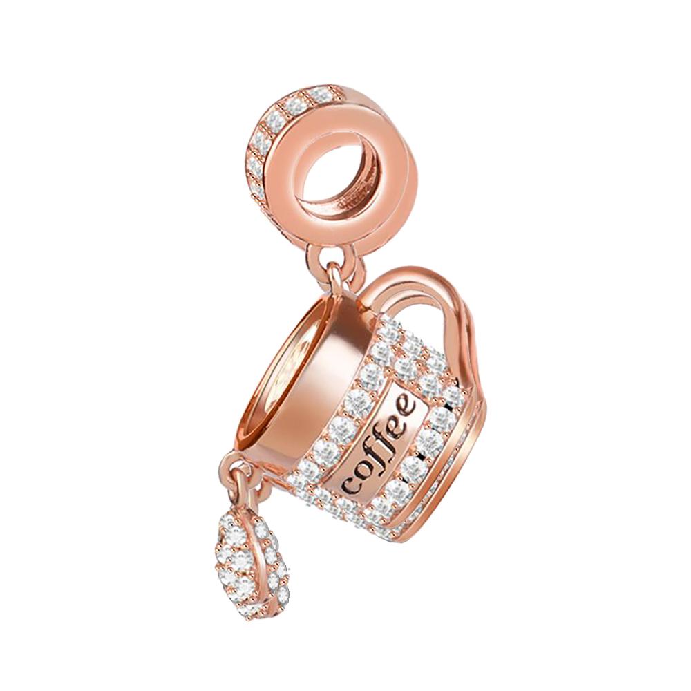 New Copper Charm Rose Gold Infinity Heart Bead Fit Snake Chain Bracelet Necklace Women Diy Jewelry