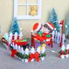 4Pcs/set 1/12 Dollhouse Mini Wooden Fence Model Doll Home Christmas Day Scene Decor Dolls House Micro Garden Courtyard Decor Toy