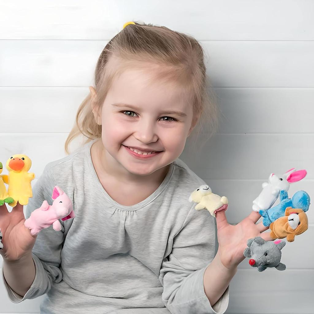 10Pcs Finger Puppets with Small Animal Figures Plush Toy Set, Children's Party, Christening, Shower Etc. Plush Toy, Hand Puppets with Plush Animals