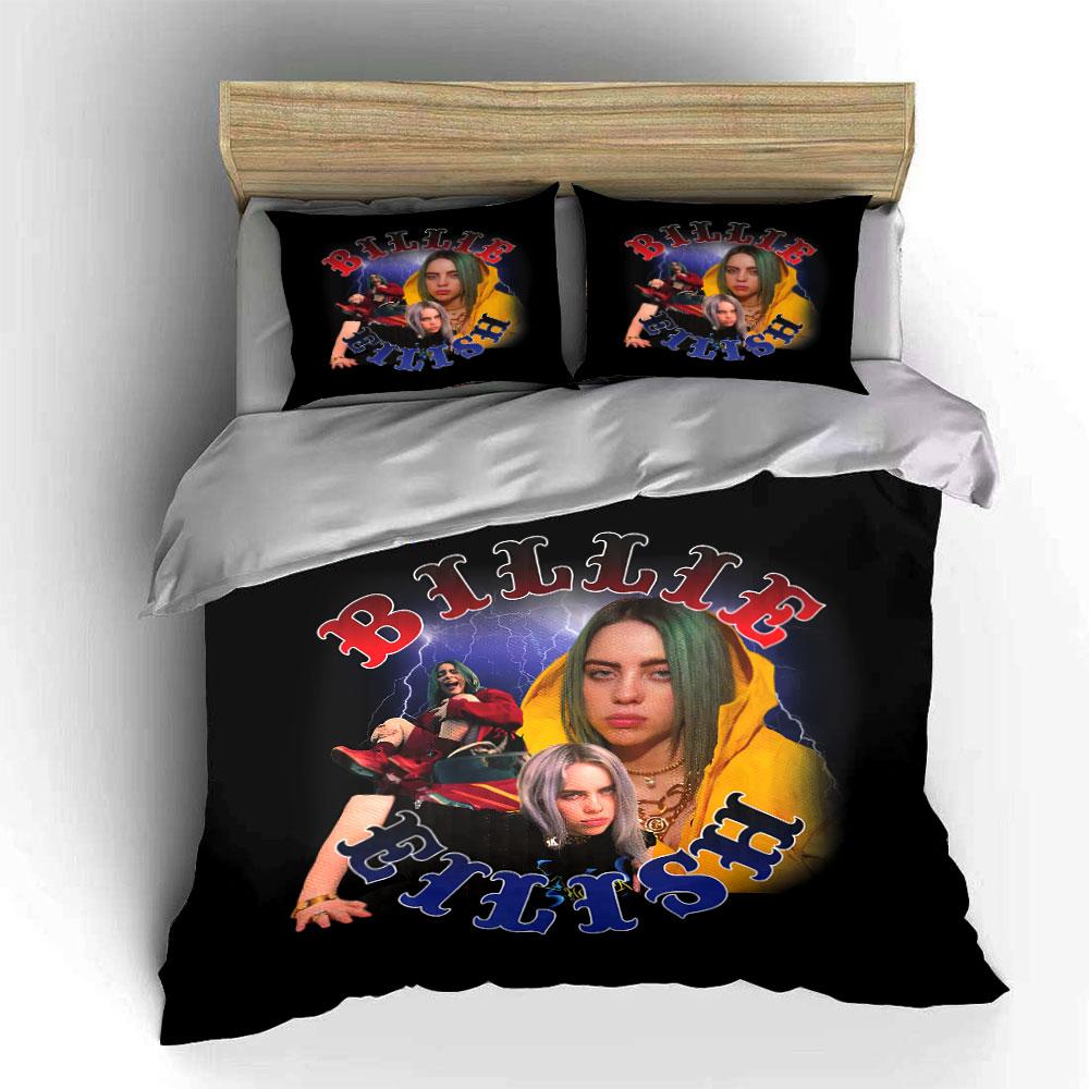 Colorful Billie Eilish Design Bedding Duvet Cover Set Duvet Cover Pillowcases  (1*Duvet Cover 2*Pillowcases, Without Duvet Insert)