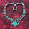 Blue Turquoise & Coral Handmade Gemstone Nepali Necklace, 925 Solid Sterling Silver Necklace, Adjustable Chain Necklace Engagement Gift