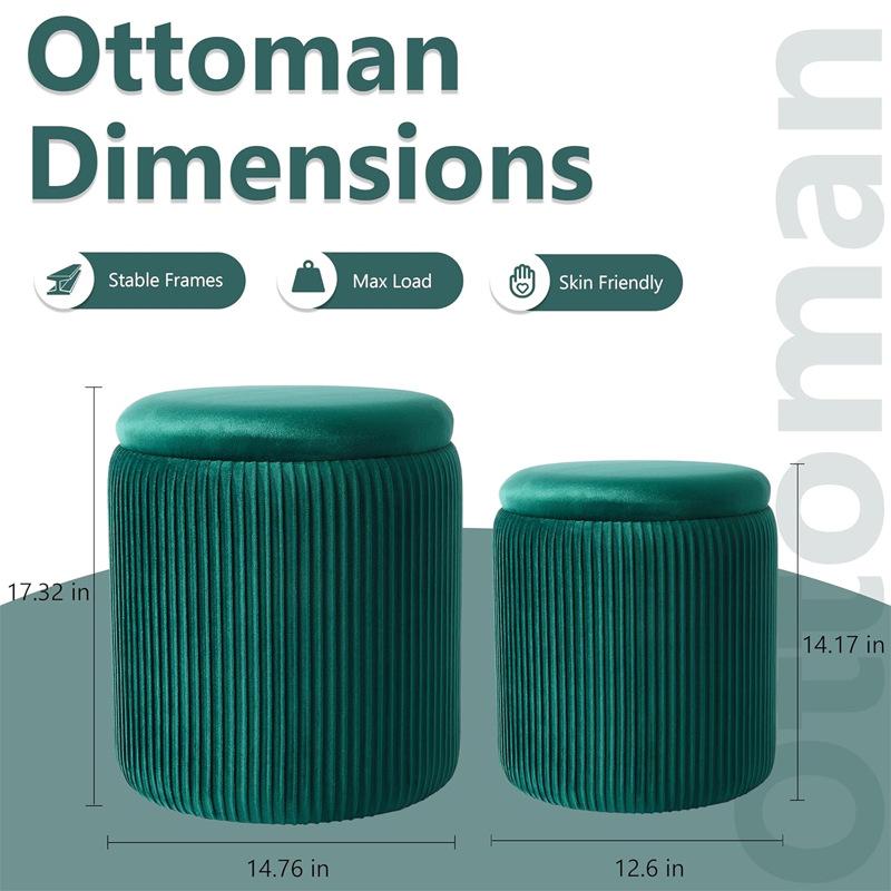 Туалетный столик Стул для макияжа Круглые стулья для хранения Современный Роскошный Декоративный стул для спальни Эстетичный Многофункциональный Пуфик для гостиной Мебель зелёный 38577₽