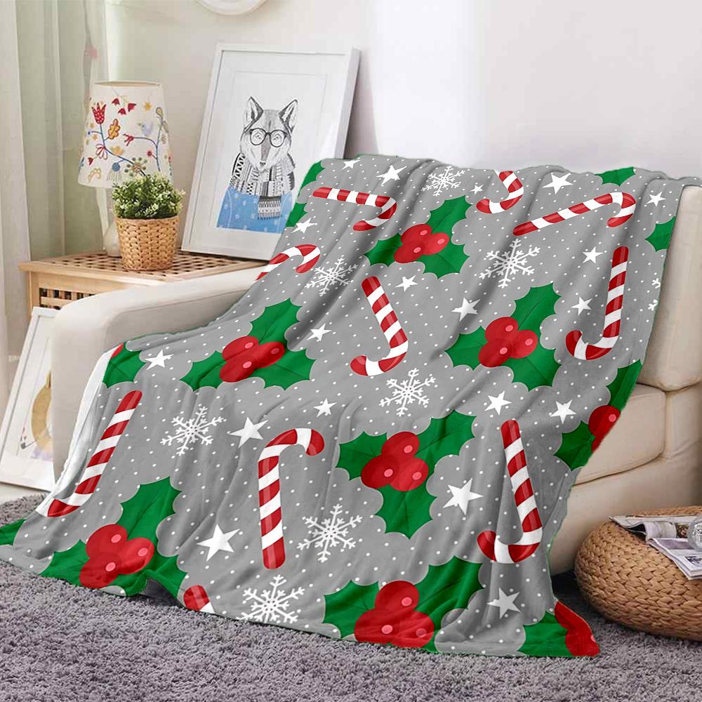 1Pc Christmas Candy Cane Blanket Soft And Comfortable Casual Warm Camping Travel Christmas Halloween Gift M91715