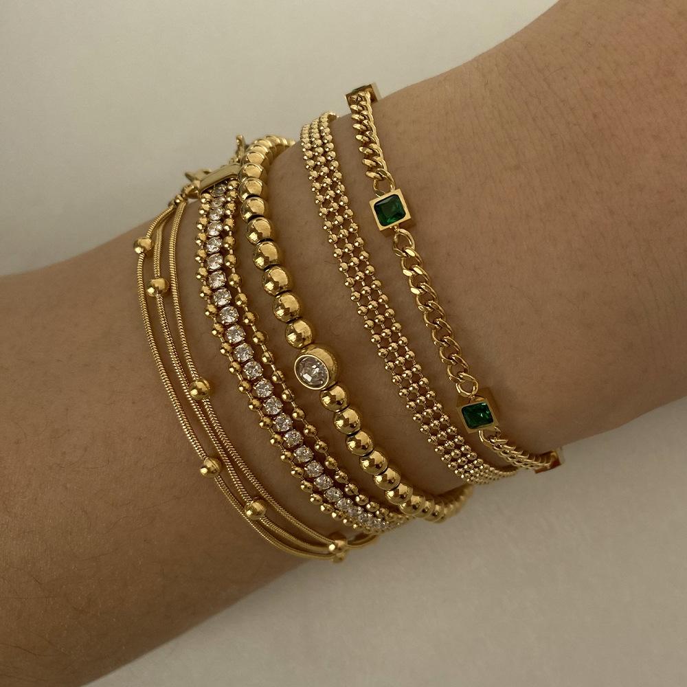 Fashionable Stainless Steel Plated Multi Layer Stackable Bracelet Elegant Versatile Jewelry for Women