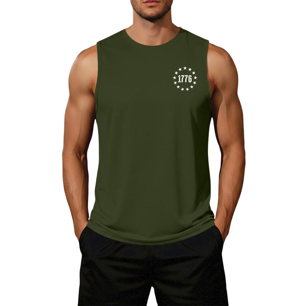Men's Loose Fit Sleeveless Tank Top Independence Day Print Casual Workout Shirt 1776 Graphic We The People Design 250 Years 2026