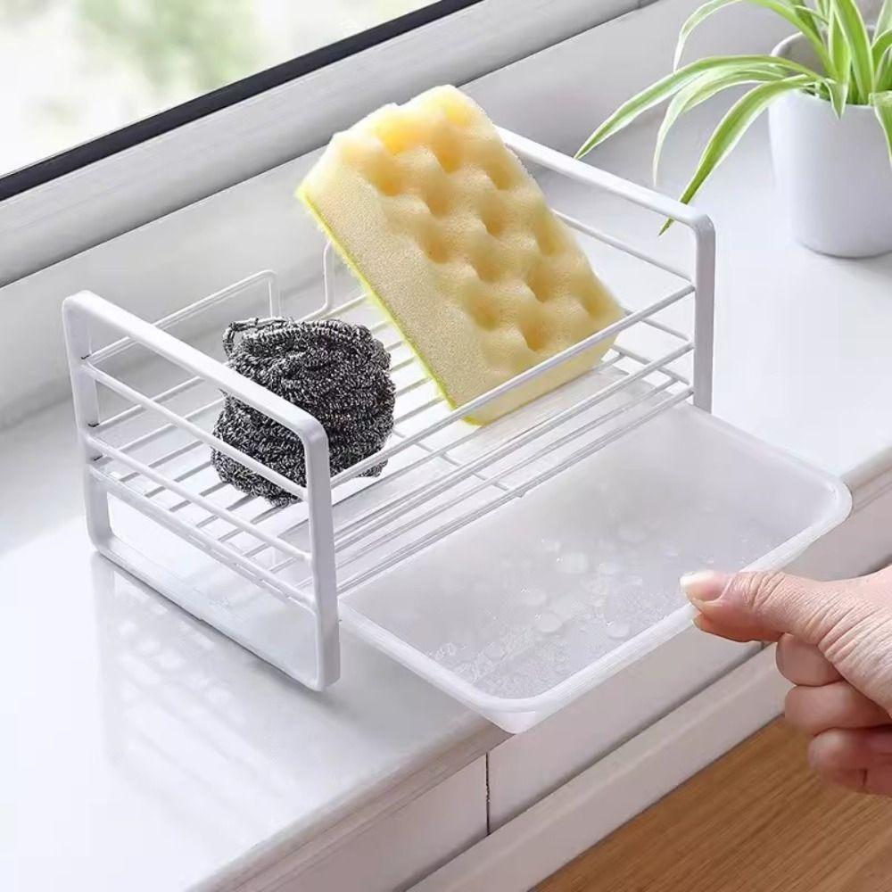 Sturdy Sponge Holder Durable Kitchen Storage Basket Space Saving Drying Rack Sink