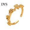 Daily Wear Adjustable Ring Rose Flower Stackable Band for Women Girls Layered Carving Wrap Open Jewelry Gift Birthday Valentine's Day