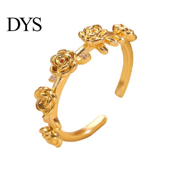 Daily Wear Adjustable Ring Rose Flower Stackable Band for Women Girls Layered Carving Wrap Open Jewelry Gift Birthday Valentine's Day