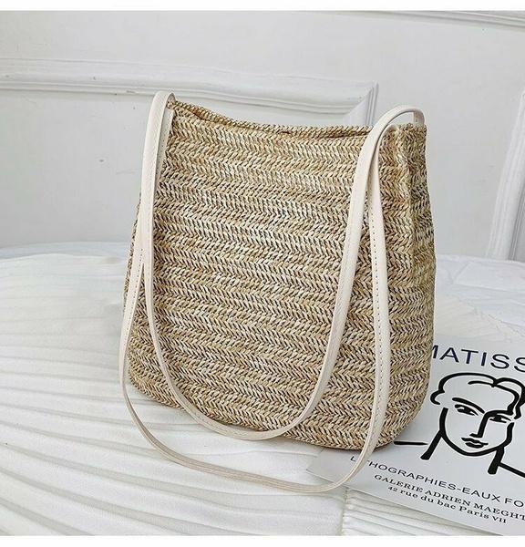 Women Bohemia Straw Bag Woven Round Rattan Handbag Crossbody Summer Beach Bags