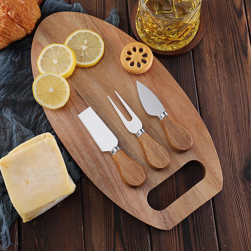 3-Piece Acacia Wood Cutting Board Set - Kitchen & Cheese Boards for Vegetables & Western Steak